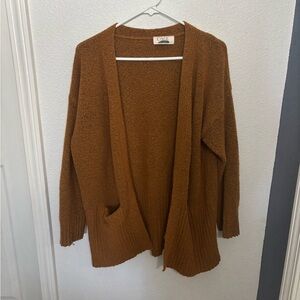 Cato Cozy Brown Open-Front Cardigan